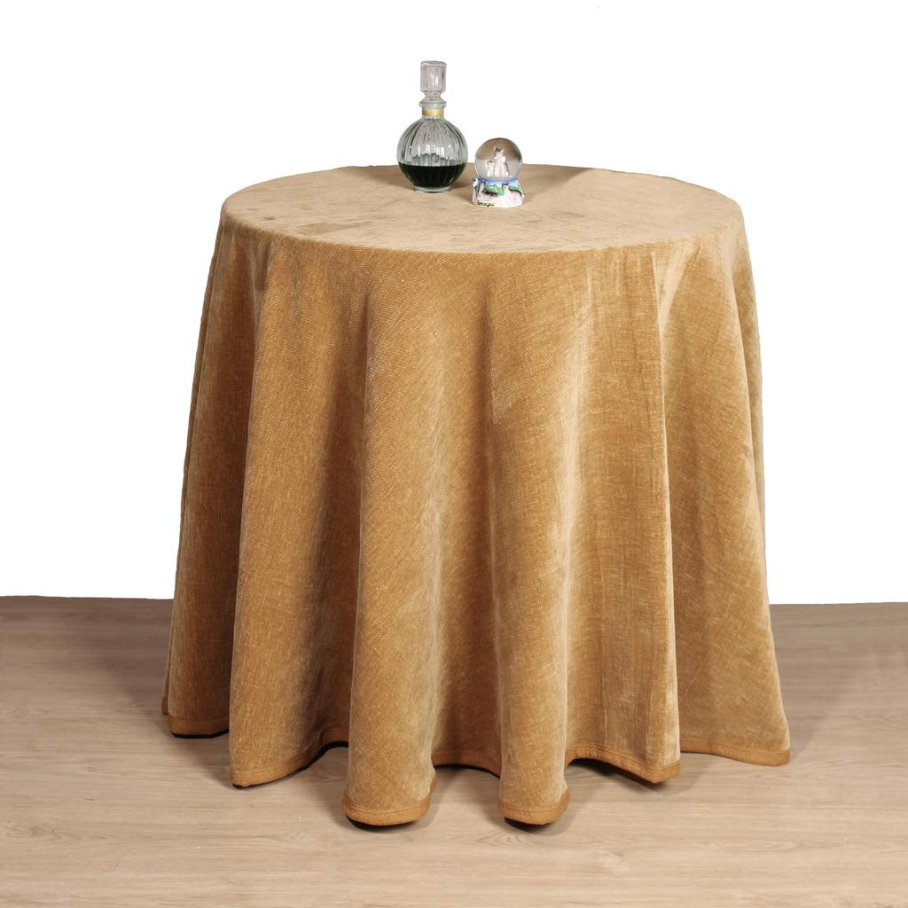 Falda de Mesa Camilla Redonda de Chenilla "Texna" – Efecto Aterciopelado - Altura 75 cm – Fabricado en España