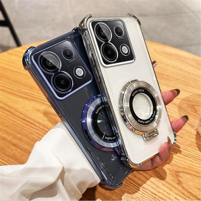 Luxe Magnetische Plating Standaard Schokbestendige Hoes Voor Xiaomi Redmi Note 13 Pro 5G 12 9S 11S 10C 12C 13C POCO X3 X6 Pro 12T 13T Cover