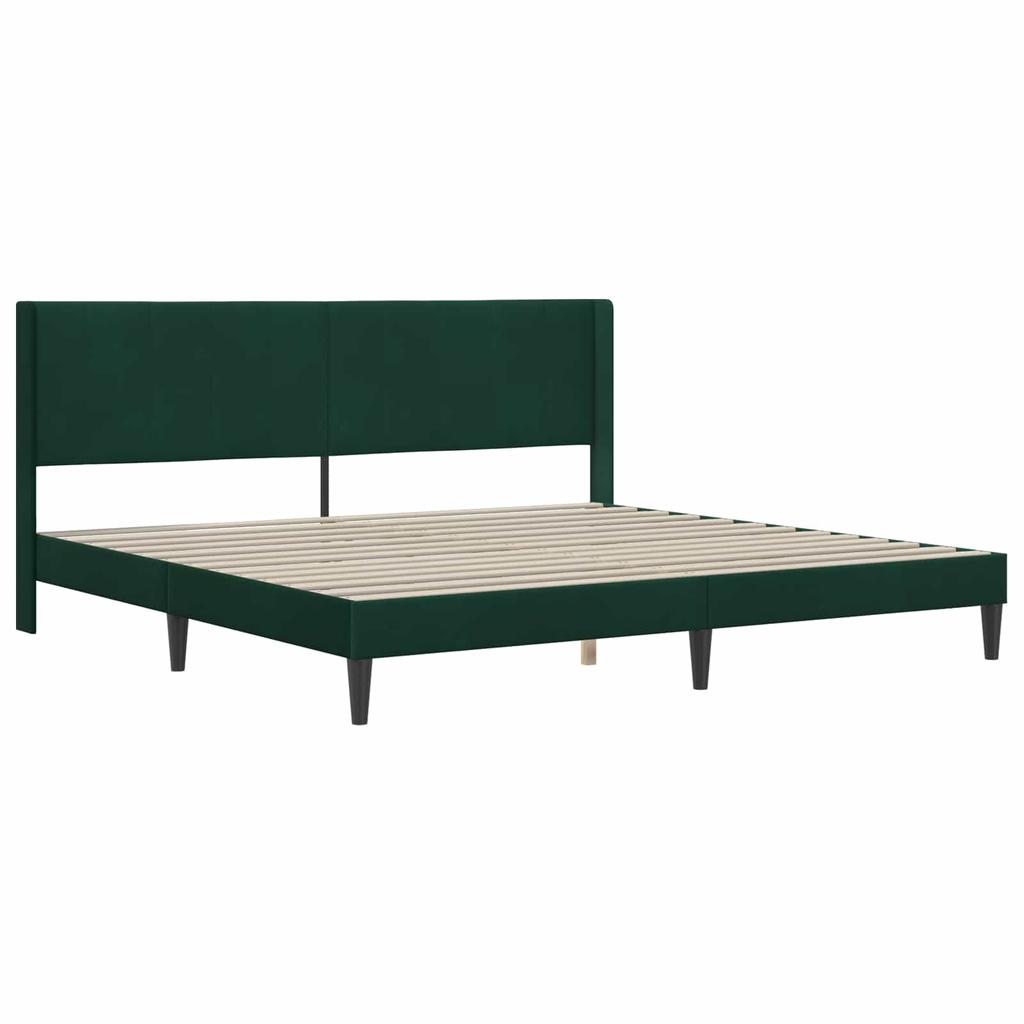 Bed Frame with Mattress Dark Green 180 x 200 cm Velvet