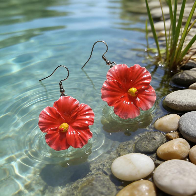 Neue Boho 3D Blumen Hängeohrringe für Damen Bunte Harz Blumen Hängeohrringe für Sommer Strandurlaub Tägliches Tragen Schmuck
