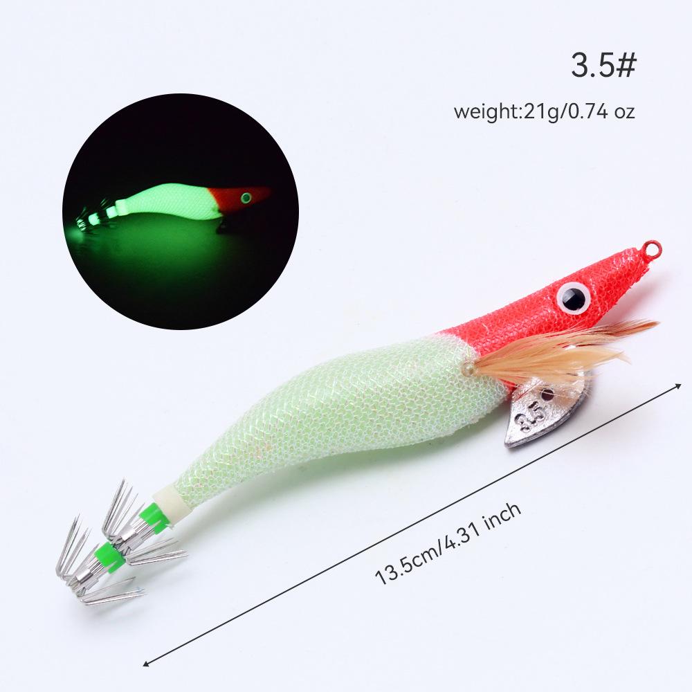 Red-headed Luminous Wood Shrimp4Size with Sound Beads Bionic Fake Bait Jumping Shrimp for Squid Fishing