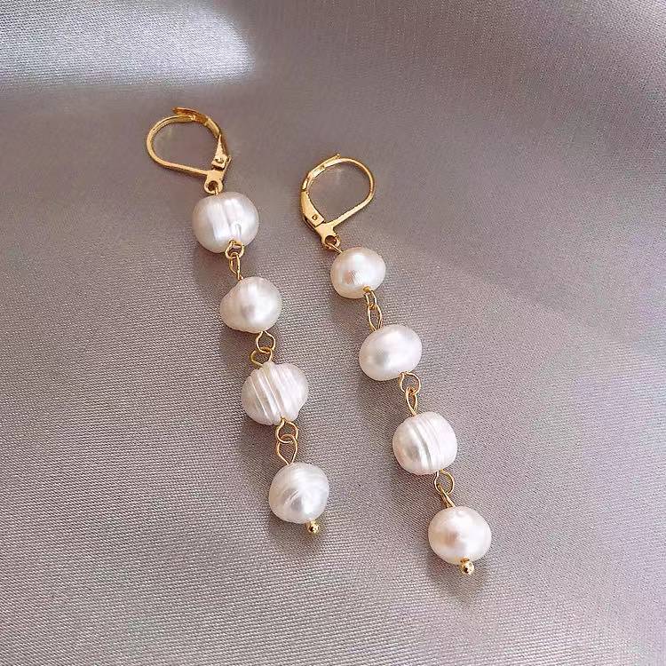 S925 Sterling Silver Fashion Pearl Earrings Freshwater Pearl Tassels Pearl Jewelry Drop Earrings Jewelry For Woman