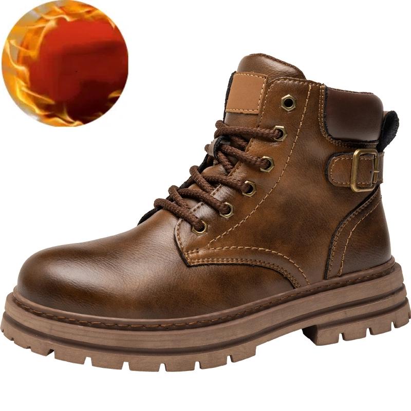 Men Platform Ankle Boots Autumn Winter British Chelsea Leather Boots Outdoor Non Slip Warm Casual Work Boot Botas Hombre