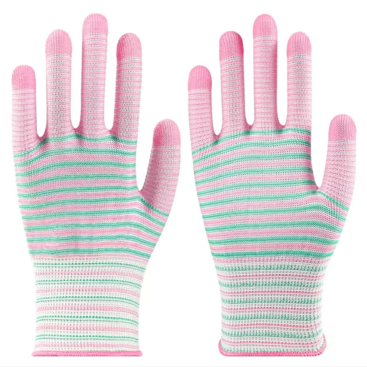

1 пара дышащих рабочих перчаток, устойчивых к колючкам, нескользящих, износостойких промышленных перчаток, полосатых садовых перчаток 1 Pair розовый
