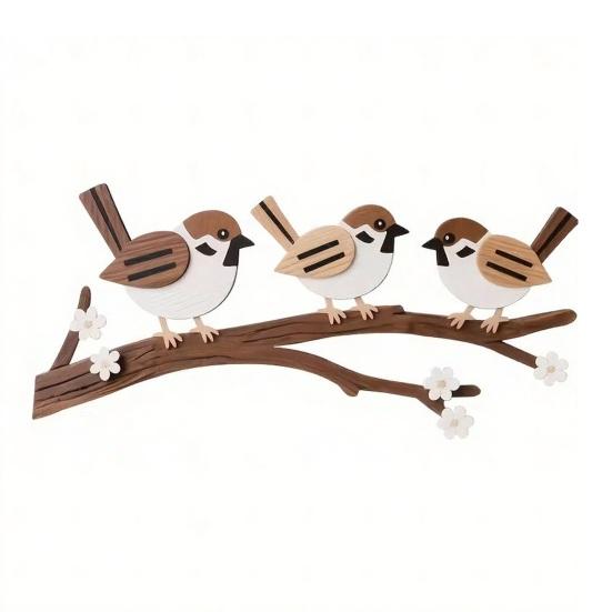 

Деревянное настенное искусство «Птицы в деревенском стиле» 3 воробья на ветке дерева Декорация Настенная подвесная скульптура в стиле фермерского дома для гостиной, кухни, дома, спальни, ванной комнаты, офиса коричневый