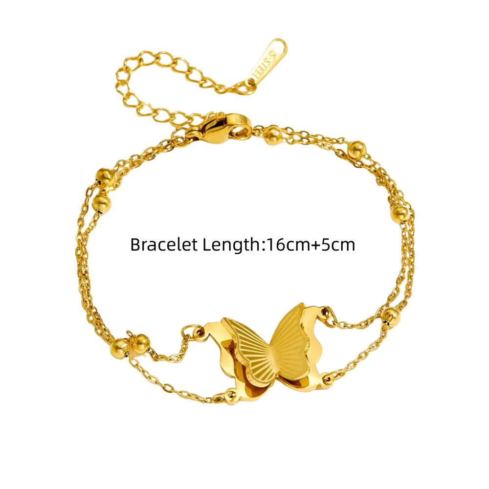 Punk Beads Chain Link Bracelet Female Gold Color Stainless Steel Animal Butterfly Charm Bracelets for Women Jewelry Gift 2025