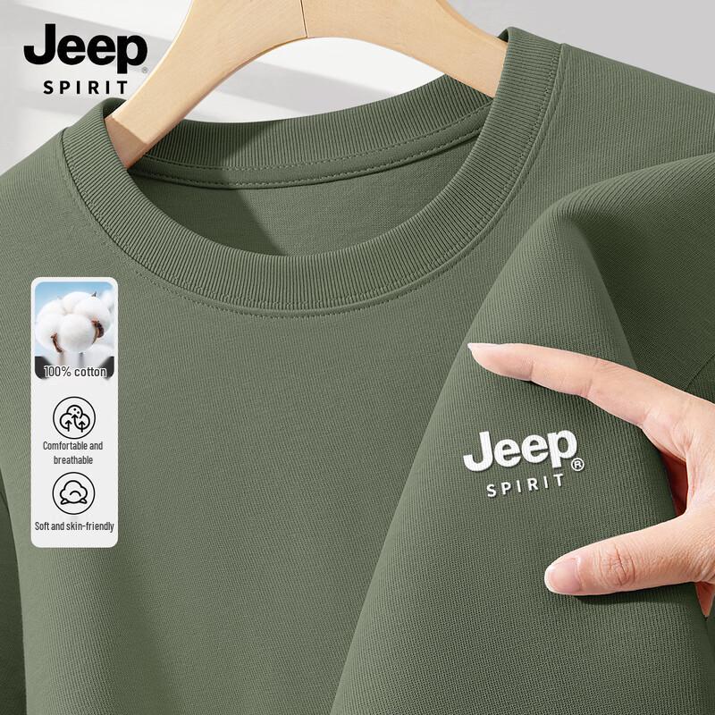 JEEP SPIRIT Men s 2025 Heavyweight Cotton Loose Fit T-Shirt L