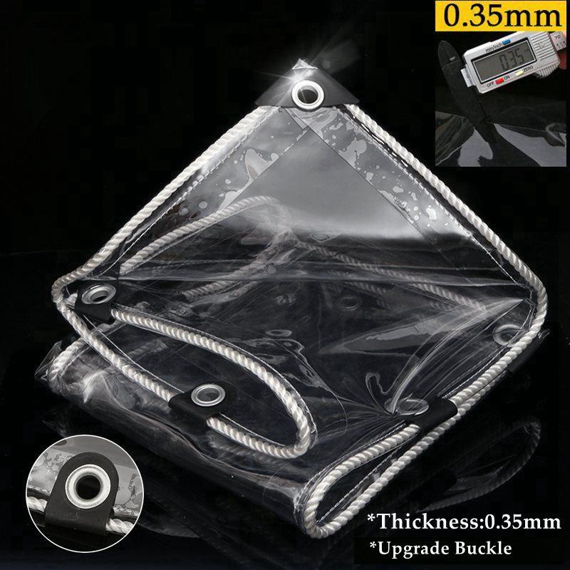 0.35/0.55mm Heavy Duty PVC Vinyl Tarpaulin Outdoor Pergola Clear Tarp Curtain See Through Rainproof Cloth Transparent Tarpaulin