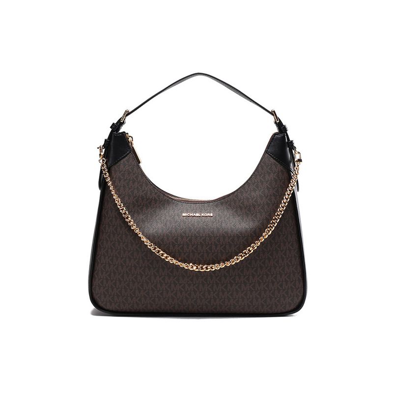 Michael Kors Wilma Classic Monogram Shoulder Bag Women handbags Brown 30R3G3WH3B-BROWN-BLK