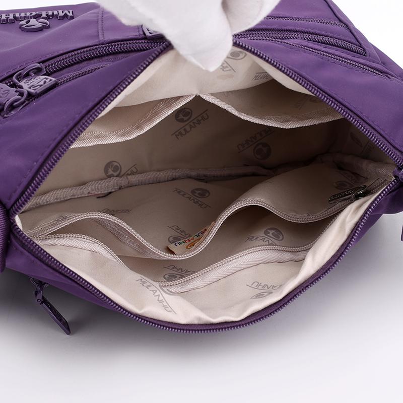 Borsa a tracolla in nylon multi-tasche con tracolla larga regolabile Borsa a spalla casual per donna Viaggi quotidiani