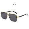 Men's sunglasses, new square metal sunglasses, women's sunscreen half-frame sunglasses.