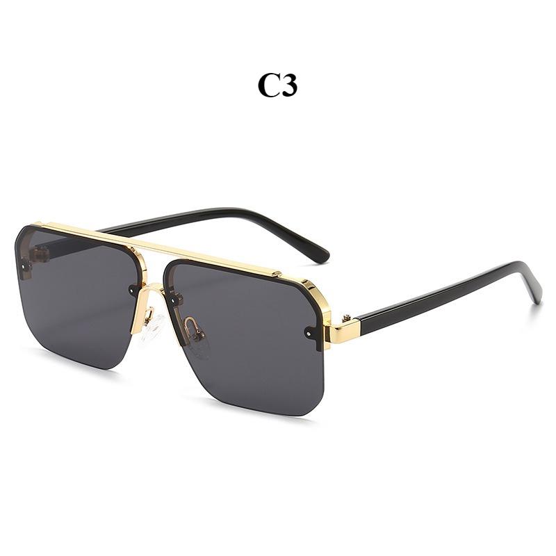 Men's sunglasses, new square metal sunglasses, women's sunscreen half-frame sunglasses.