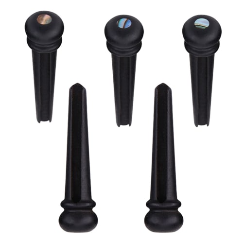 Set of 6 Natural Ebony Wood Guitar Bridge Pins, Lightweight and Easy to Use, for Guitar Replacement, Repair, and Modification