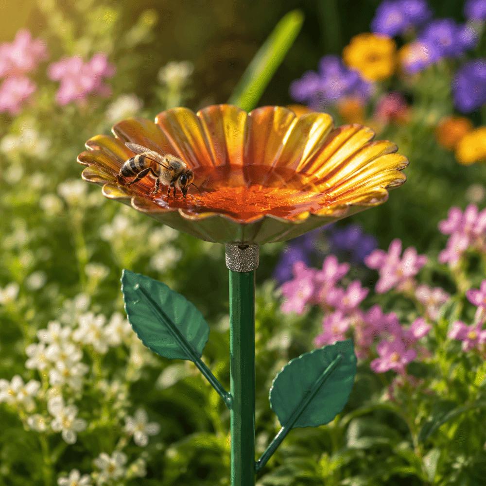 Garden Stake Bee Butterfly Water Dispenser Outdoor Bee Watering Station Insect Drinking Cup Farm