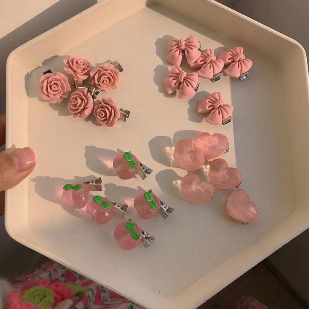 

Peach Bow Knot Camellia Small Side Clip Duckbill Clip Women Hair Accessories Korean Style Hair Clip 1pc Large Bow Knot