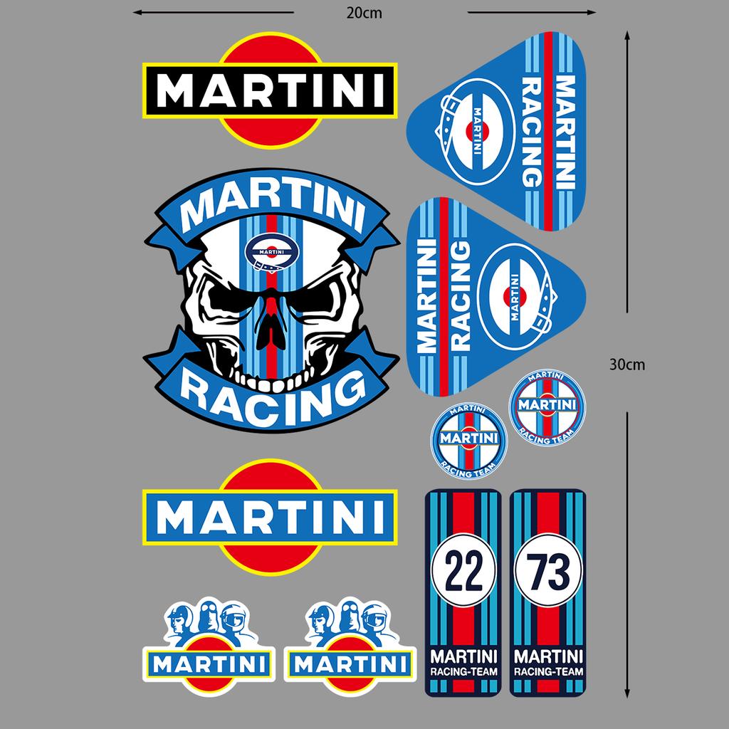 For MARTINI Stickers Motocross Racing Off-road Laptop Trunk Sticker Motorcycle Helmet PVC Decal for Love Old School LANCIA