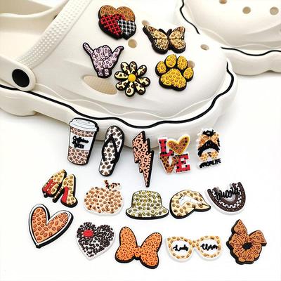 20Pcs Cool Leopard Print PVC Shoe Charms for Shoe Decoration