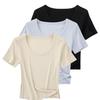 5A Antibacterial Women's Solid Color Tencel Cotton Ribbed Short Sleeve Summer T-shirt