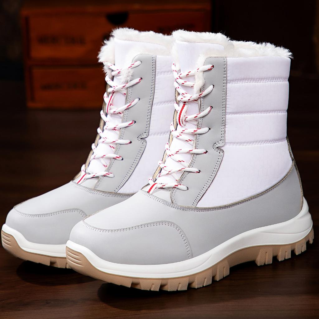 Women's -Lined High-Top Snow Boots with Non- and Lace-Up Closure for Winter