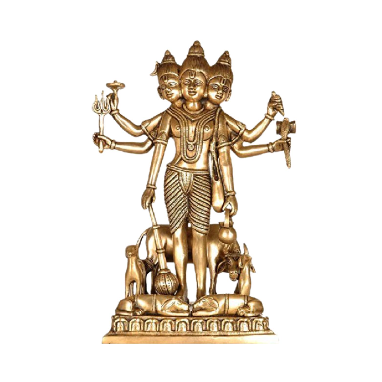 

Ashtadhatu Made Shri Guru Dattatreaya Puja Idol, Antique Brass Puja Idol- 24 Cm