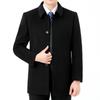 Men's Double-Sided Cashmere Winter Mid-Length Business Coat with Down Liner