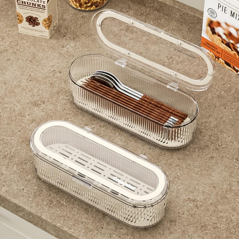 With Draining Tray Cutlery Storage Box Dustproof Flatware Holder Chopstick Organizer  Office