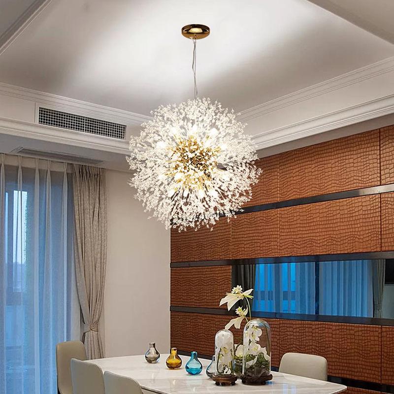 Dandelion Crystal Firework Chandelier: Modern Minimalist Light for Restaurants, Bedrooms, Bars, and Retail Displays