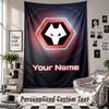 Custom Tapestry Wall Hanging, Wolverhampton Wanderers Football Personalized Name Text Home Wall Decor