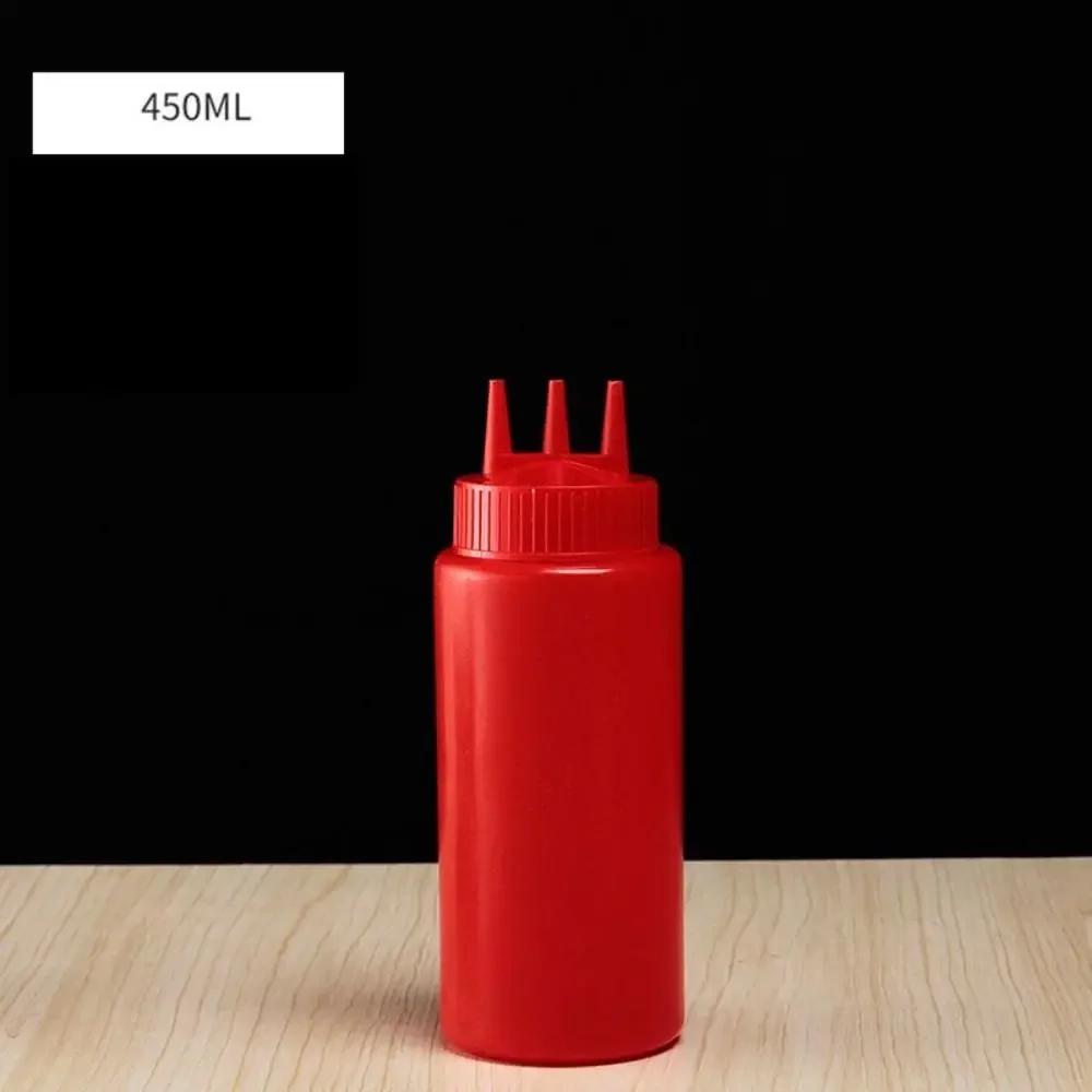 New Plastic Squeezing Sauce bottle Graduated Squeezable Gravy Boats 3 Nozzles Kitchen Accessories Jam Container