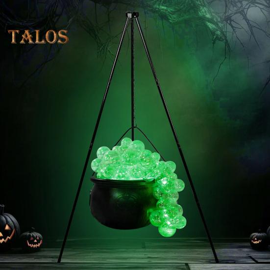 Bubbling Cauldron Set Large Witches Cauldron with String Light Black Plastic Bowl Candy Bucket Halloween Outdoor Indoor Decoration