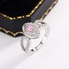 New Pink Crystal House Diamond Egg Ring  Silver Angel Wings Blue Treasure Zircon Engagement Hand Jewelry