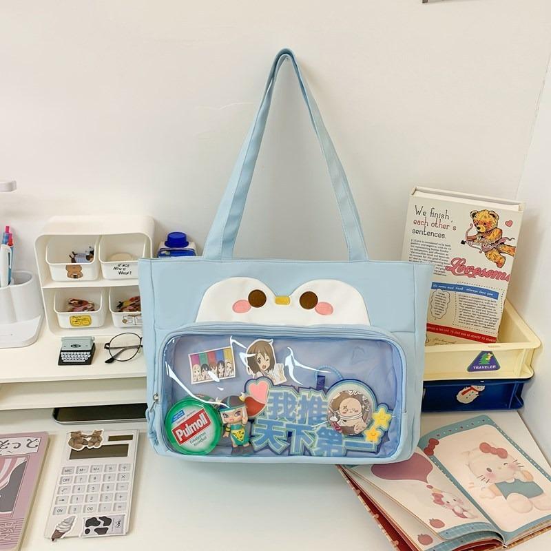 Cartoon Rabbit Small Food Large Capacity Transparent Handbag Two-dimensional Plush Tote Bag Student Commuter Bag