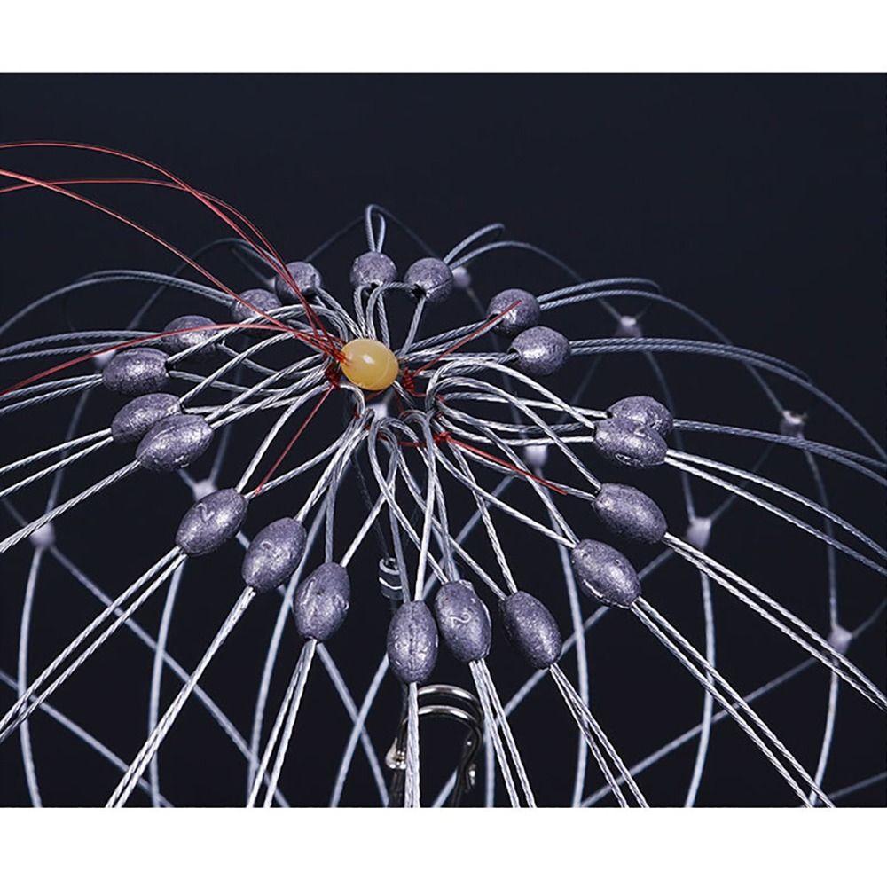 1Pcs Steel Wire Crab Trap Net Automatic Open Closing Stainless Steel Fishing Net Cage 52/72cm Outdoor Fishing Accessories