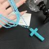 Y2k Fashion Dopamine Colored Full Crystal Cross Pendant Geometric Multi-layered Beaded Necklace for Women Hot Girl Jewelry Gifts