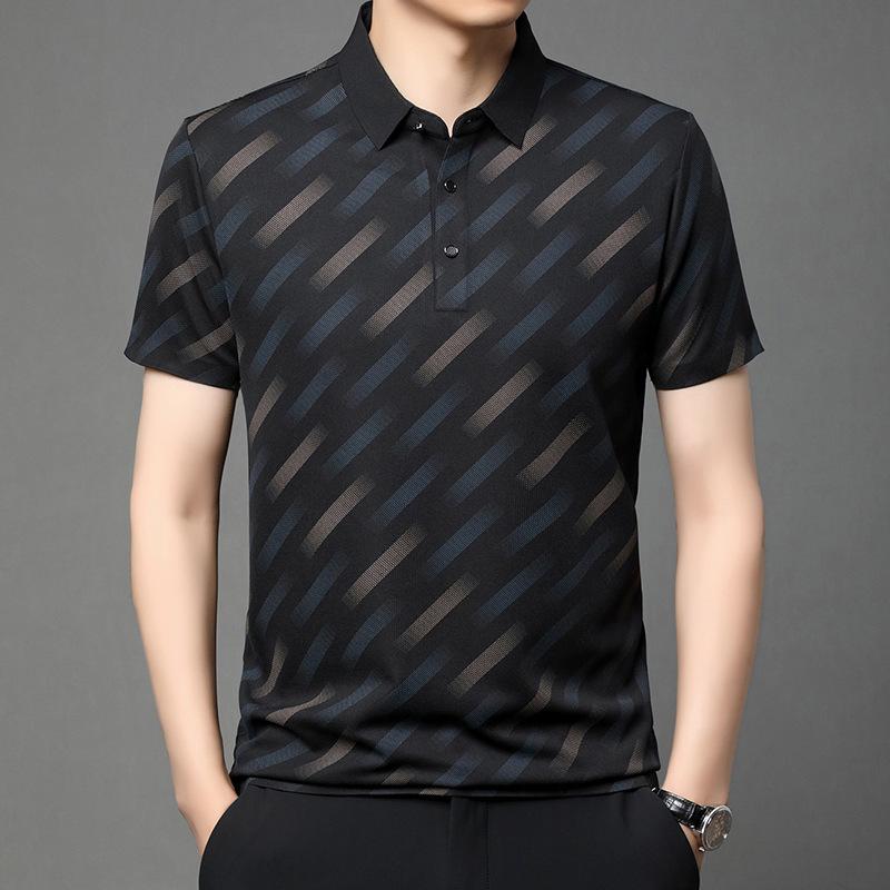Men's Business Casual Short Sleeved Printed Polo Shirt Fashionable Breathable Comfortable and Versatile Top