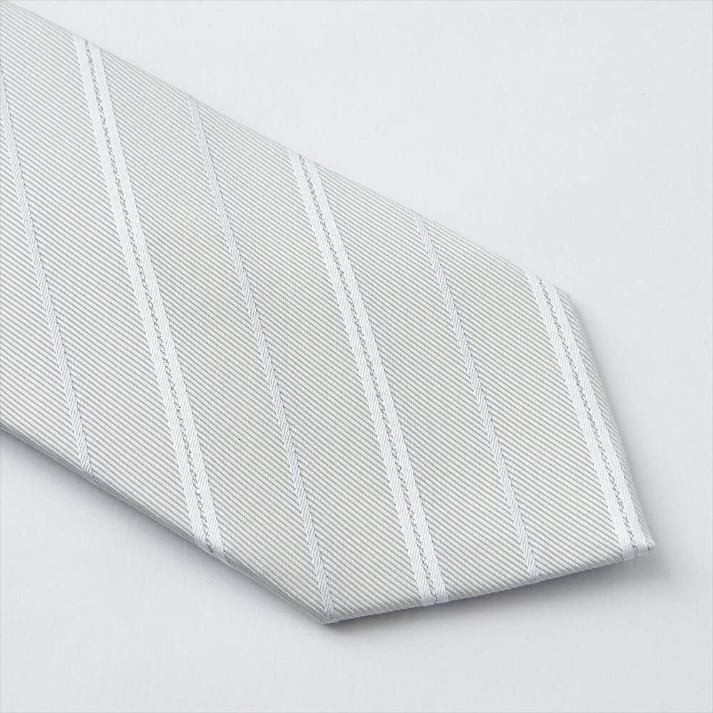 [Ojie] Men's Tie, Silver, 100% Silk, Made in Japan, Formal Tie, Ceremonial Wear, Wedding, Reception, Business