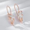 Luxury Glossy Metal Flower Long Drop Earrings For Women  Rose Gold  Color Mix Daily Fine Vintage Jewelry