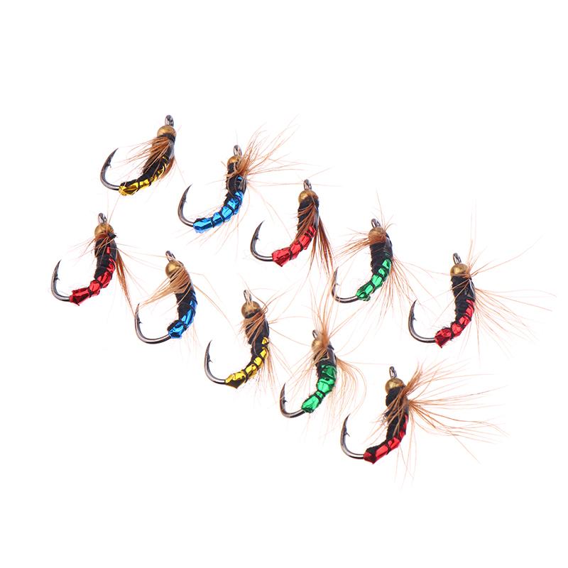 5/10Pcs Fly Fishing Lure Kit Artificial Insect Fishing Bait Fast Sinking Brass Bead Head Scud Fly Worm Trout Fishing Lure