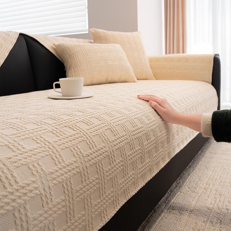 New Cotton And Linen Sofa Cushion Universal In All Seasons Thickened Non-Slip Seat Cushion Solid Color High-End Sofa Cover Cover Cloth
