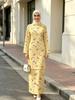 Muslim Women's Two-piece Set, with a Round-neck Long-sleeve Top and a Long Skirt, Perfect for Eid and All-day Wear.