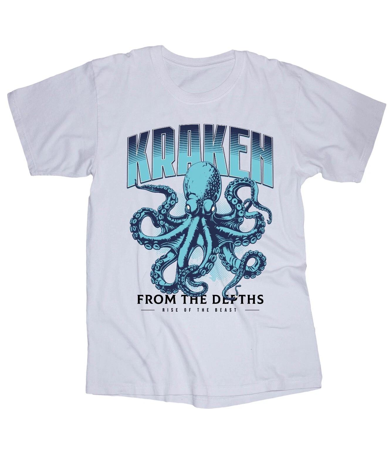 KRAKEN white T-shirt Octopus Deep Sea Beast Monster Sailing Boating Pirates 3XL