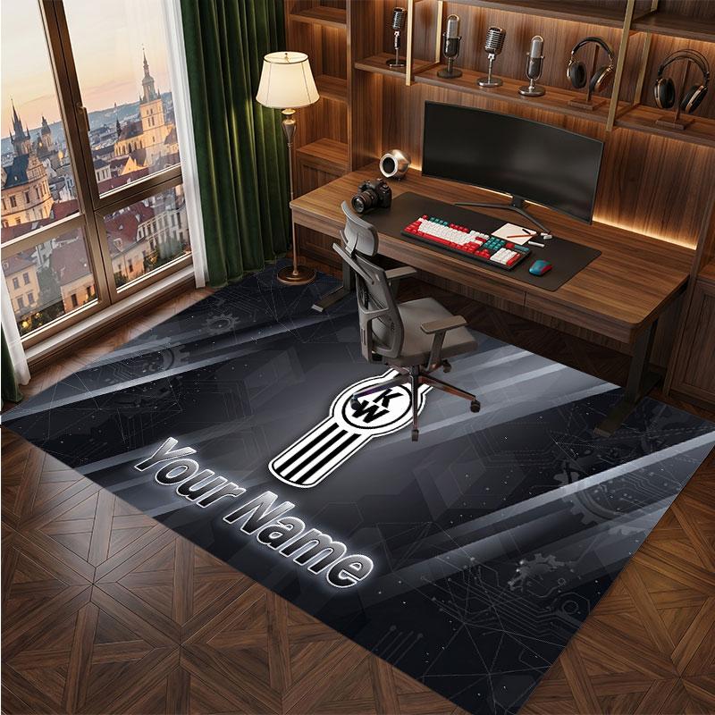 Kenworth Personalized Crystal Velvet Carpet, Customized Name Text Soft Anti‑Slip Rug for Living Room Bedroom