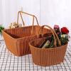 GrnArt Picnic Basket, Handwoven Wicker Basket, Washable, with Two Handles, Fruit Basket, Small Organizer, Stylish, Natural Material, Perfect for Fruit