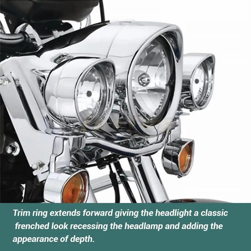 Motorcycle 7" Headlight Trim Ring Visor Style 4.5" Fog Light Cover For Harley Touring Road King Electra Glide Softail FLD/FLH