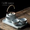 Retro green Kung Fu tea set, household simplicity, one pot, two cups, express cup, tea small set, gift box packaging