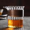 8oz Wood Ring Design Tea Pot 233ml Creative Tea Dispenser Fairness Cup Transparent Heat Resistant Pot Vertical Striped Glass Cup