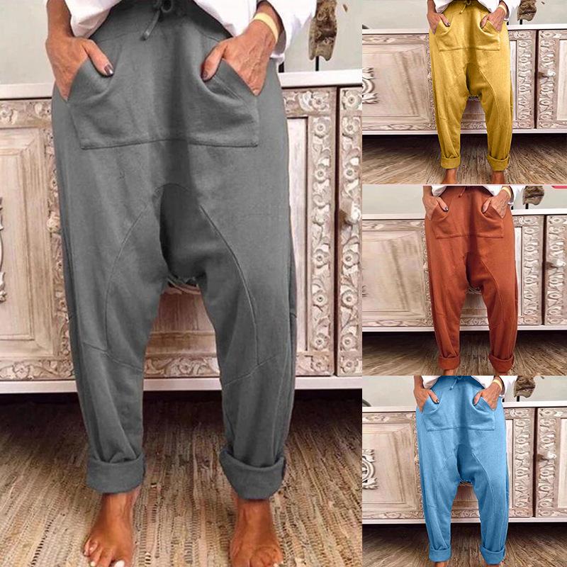 Plus Size Drop Crotch Loose Harem Pants for Women - Versatile and Fashionable Casual Long Pants