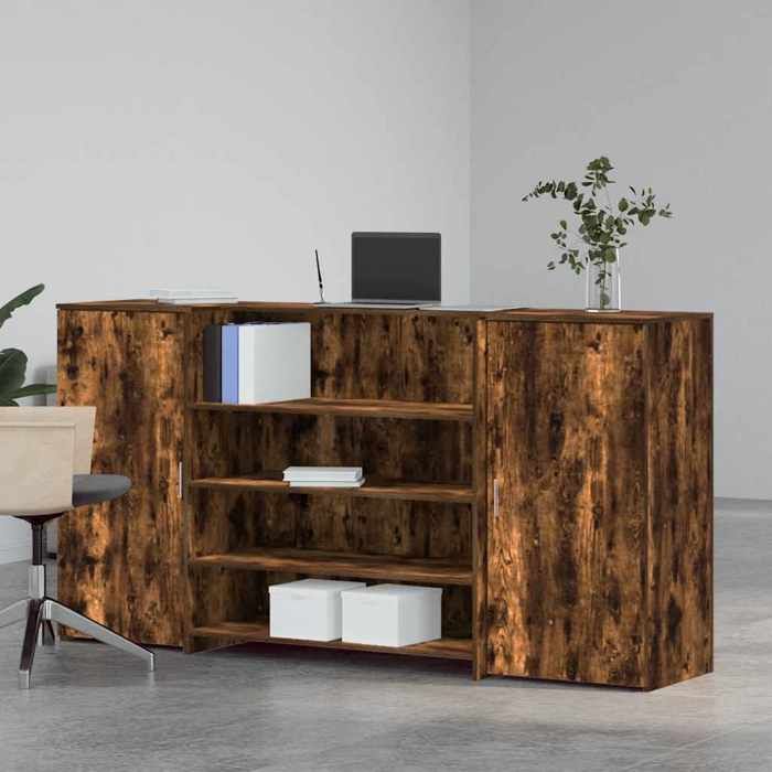VidaXL Reception Desk Smoked Oak 200x50x103.5cm Engineered Wood, Reception Counter, Salon Reception, Counter 3324182