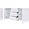 Modern TV Stand, White, with LED Lighting, 2 Doors and 3 Drawers, Living Room Furniture, 140 X 35 X 70 Cm