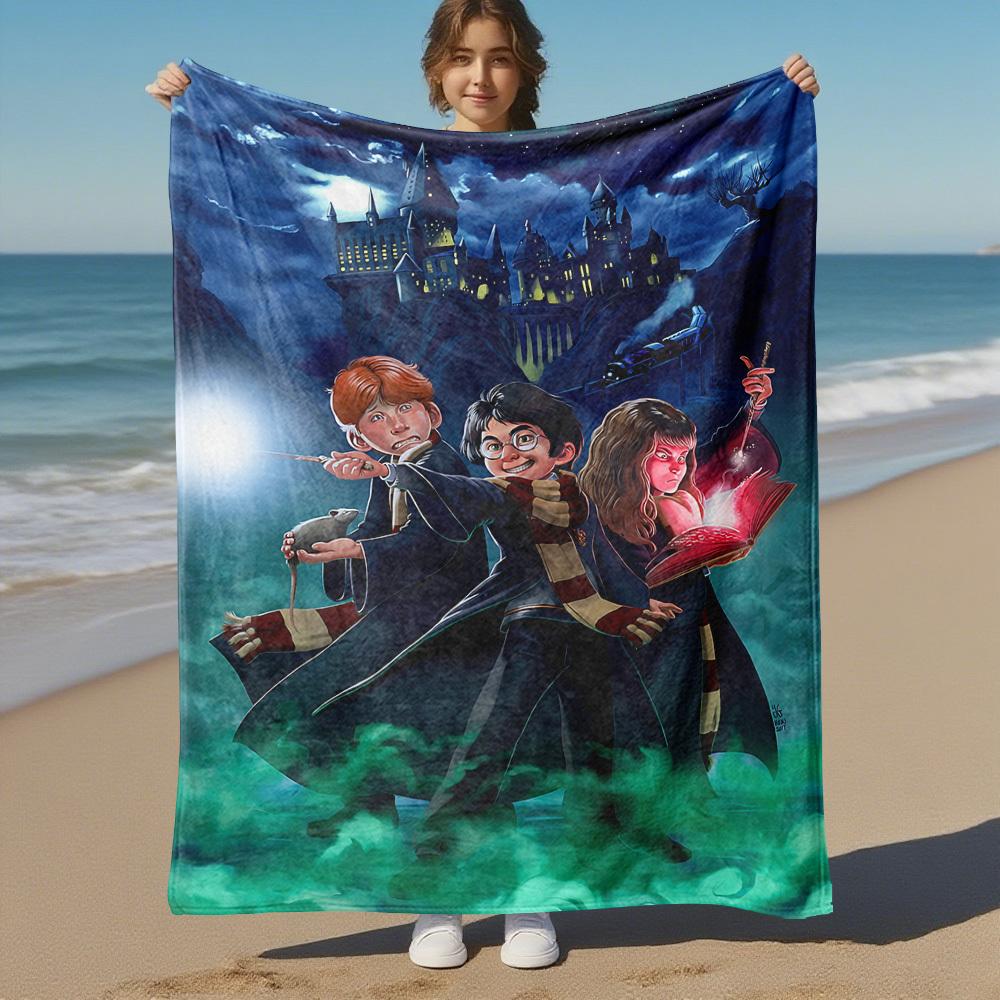 1 Stück Hogwarts Harry Ron Hermine Outdoor Flanell Überwurfdecke Ganzjahres Weiche Wärme, Heimdekoration 1031136